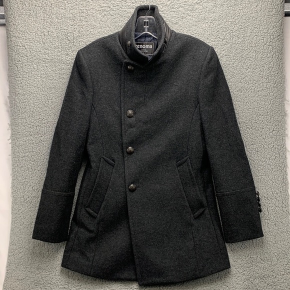 Renoma‎ Paris Homme Coat Short Men’s Size S Gray Classic Wool Blend Vintage - Picture 1 of 14
